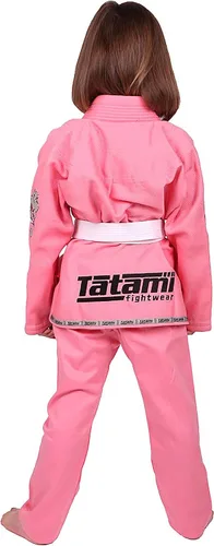 Miniatura 4 de Tatami Fightwear Meerkatsu Animal Jiu Jitsu Gi, chaqueta de 425GSM, pantalones BJJ de sarga y cinturón blanco, rosa, M0, Rosado