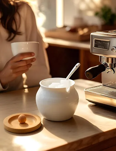 Miniatura 4 de AISBUGUR Azucarero con tapa y cuchara: tarro de azúcar de 10 onzas con tapa de bambú, recipiente de cerámica para barra de café, encimera