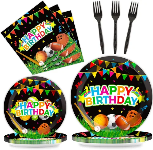 Miniatura 36 de Platos y Servilletas de Fiesta Deportiva, Vajilla de Fiesta Superestrella, Cumpleaños All Star, Béisbol, Fútbol Americano, Fútbol, Baloncesto