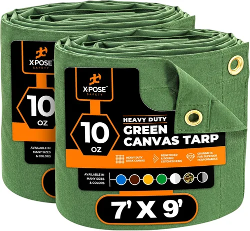Miniatura 212 de Xpose Safety Lona de Lona - Lonas de Lona Verde de 10oz Resistentes al Agua con Ojales de Latón - Lona Multiusos para Exteriores para Campamento