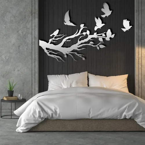 Miniatura 5 de Decoración de pared de metal, letrero de pájaros, arte de pared de sala de estar, arte de pared de pájaros de metal, pájaros en rama, colgantes