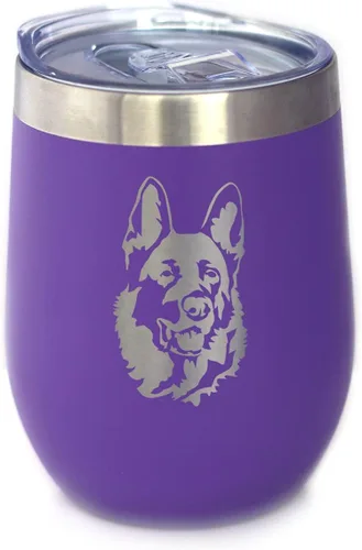 Miniatura 7 de Custom German Shepherd Personalized Wine Tumbler with Sliding Lid - Stemless Stainless Steel Insulated Cup - German Shepherds Outdoor Camping Mug