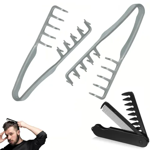 Peine de textura para hombres y mujeres, peine voluminizador de dientes anchos para rizos, diseño plegable de viaje con estilo de flequillo de doble