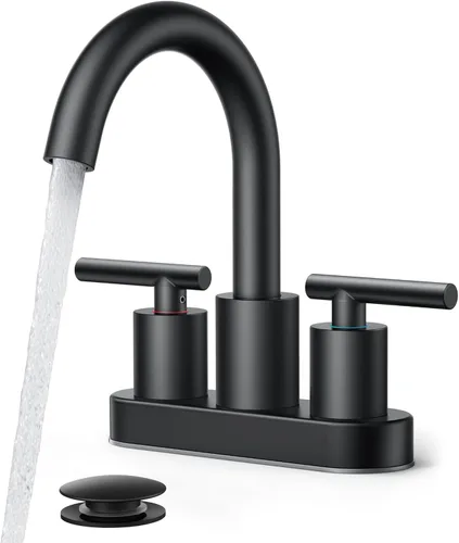 Miniatura 10 de FORIOUS Juego central de grifo de baño dorado cepillado de 4 pulgadas, 2 manijas y 2 agujeros dorados para tocador de baño con metal emergente