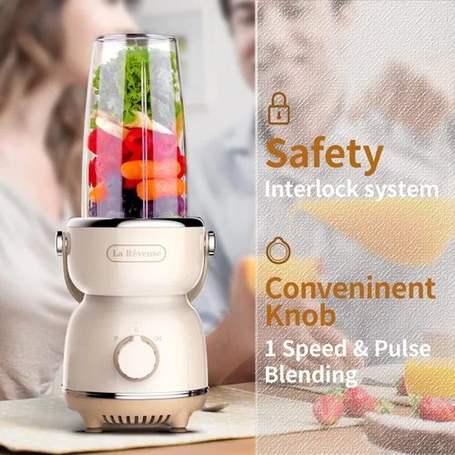 Miniatura 9 de La Reveuse Licuadora de tamaño personal de 300 W (plateado) + La Reveuse Retro Blender 300 W
