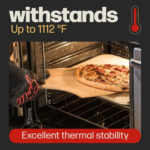 Miniatura 5 de HANS GRILL Rocker rectangular para pizza y cortador de pizza Piedra de pizza para horno y barbacoa con cáscara de madera gratis de 15 x 12