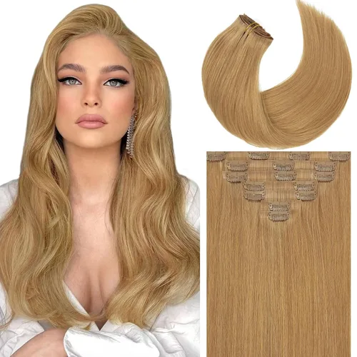 Miniatura 38 de Caliee Extensiones de cabello con pinzas de cabello humano 14 pulgadas Color 1 Negro azabache trama doble invisibles Extensiones de cabello humano