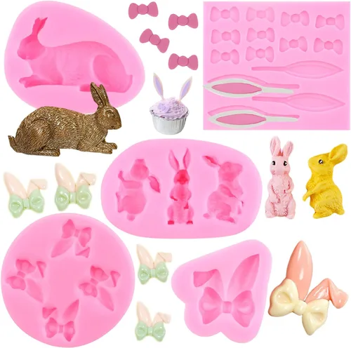 Miniatura 17 de ZiXiang Molde de silicona para fondant de conejo, orejas de conejo de Pascua, moldes de chocolate para decoración de pasteles, decoración de Estilo b