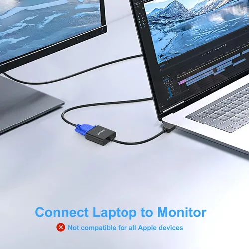 Miniatura 2 de FEMORO Adaptador HDMI a VGA, paquete de 10 unidades, adaptadores de convertidor de cable HDMI VGA macho a hembra para monitor, PC, portátil