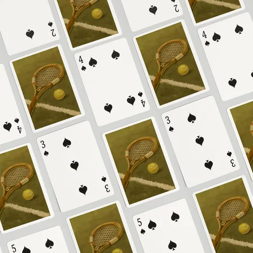 Miniatura 4 de Lantern Press Raqueta de tenis, pintura al óleo (52 cartas de juego, baraja de cartas de tamaño póker con comodines)