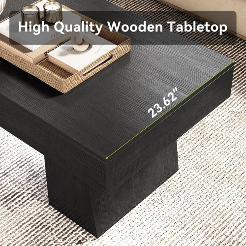 Miniatura 7 de LITTLE TREE - Mesa de café de granja, mesas de centro rectangulares de madera de 47 pulgadas con base gruesa, muebles modernos de cóctel y té