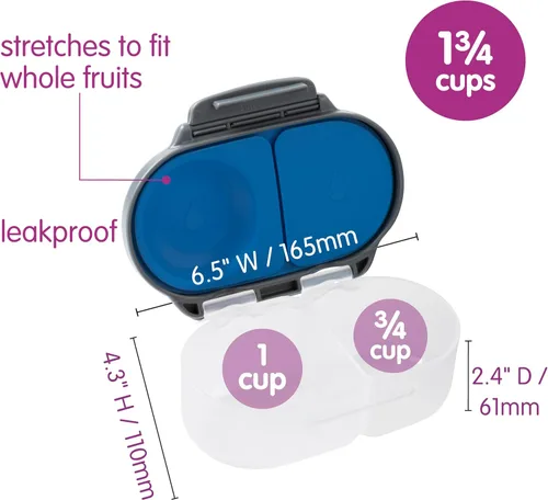 Miniatura 6 de b.box Mini recipientes para almuerzo + aperitivos (pizarra azul): el paquete de 2 incluye lonchera (capacidad de 4 1/4 tazas) y caja de aperitivos