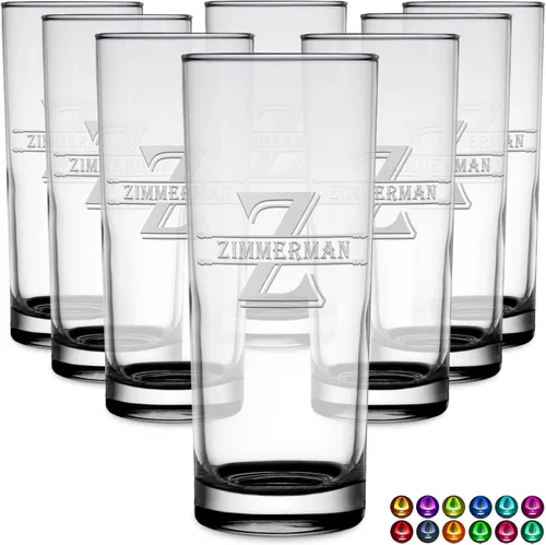 Miniatura 77 de Highball personalizado de 10.5 onzas con fondo negro, vaso Collins alto personalizado, cóctel de bebida mixta recta, inicial con nombre de regalo