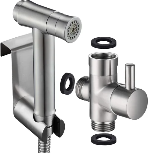 Miniatura 11 de CIENCIA WS024B - Pulverizador de pañales de tela de acero inoxidable Shattaf de 2 modos de pulverización, rociador de bidé para inodoro, níquel