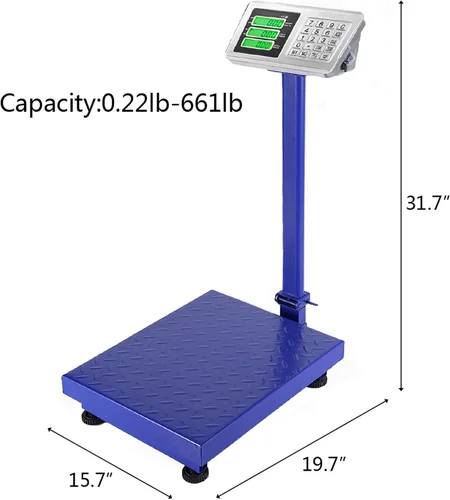 Miniatura 9 de TUFFIOM Báscula Electrónica de Plataforma de 661 libras, Básculas Digitales de Piso Plegables de Servicio Pesado, Acero Inoxidable con Pantalla LCD