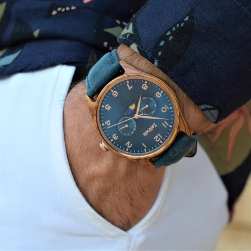 Miniatura 24 de Zeitholz Relojes de madera para hombre, reloj de madera, regalos, reloj analógico, nueva colección Klitten 1.654 in con movimiento de cuarzo japonés.