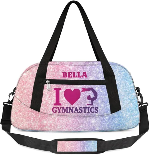 Bolsa de baile personalizada para niña, bolsa de lona deportiva personalizada, bolsas de fin de semana, bolsa de viaje para gimnasia y teñido