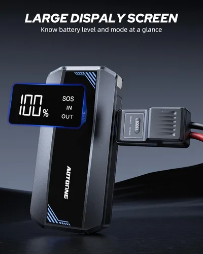 Miniatura 5 de AUTOONE Arrancador de Coche 6000A Refuerzo de Batería, Paquete de Batería Portátil para Todos los Combustibles 10L Diésel, Caja de 12V con Cables