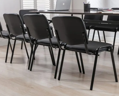 Miniatura 7 de Shunzhi Juego de 5 sillas de sala de espera apilables para sala de conferencias, silla de invitados con brazo para tableta para sala de descanso