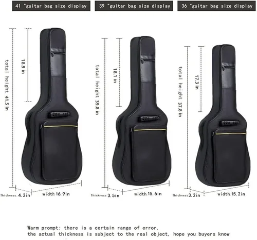 Miniatura 4 de Evil Hair Mochila acolchada para guitarra acústica de 41 pulgadas, resistente al agua, bolsa de concierto gruesa, cubierta suave, bolsa