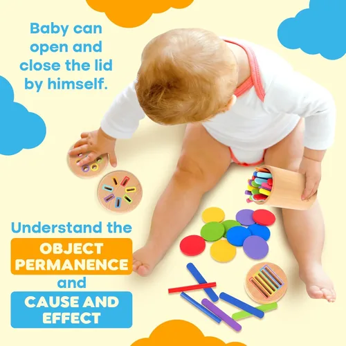 Miniatura 4 de Juguetes Montessori de madera para bebés y niños pequeños: 3 en 1 Aprendizaje de habilidades motoras finas Juguetes, juguetes sensoriales educativos