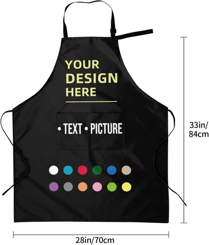 Miniatura 2 de Delantales personalizados personalizados para cocinar, hornear, barbacoa, diseño con tu nombre de imagen, logotipo, para mujeres y hombres