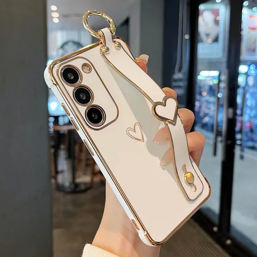 Miniatura 32 de ZTOFERA Funda diseñada para Samsung Galaxy S20 FE 5G, borde chapado de lujo, patrón de corazones de amor con pulsera y función atril, protección