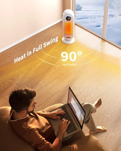 Miniatura 8 de Calentadores de espacio para uso en interiores, calentador eléctrico portátil de 16 pulgadas para oficina, calentador de espacio de calentamiento