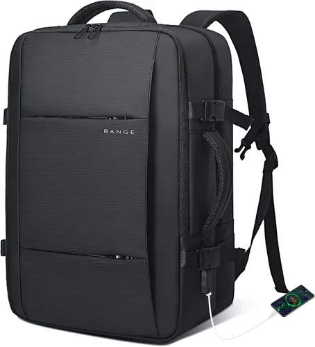 BANGE Mochilas de viaje, mochilas de mano aprobadas para vuelo, mochila para laptop de 17 pulgadas para bolsa de viaje internacional, mochila de