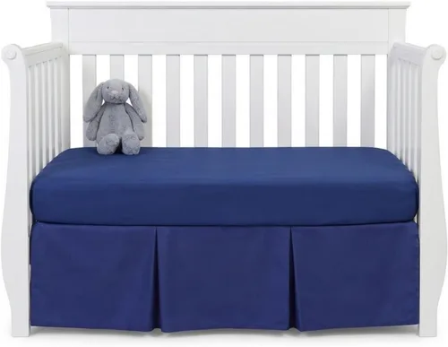 Miniatura 5 de EVERYDAY KIDS Falda plisada azul marino para cuna; falda de cama de cuna de 100% algodón natural para bebés niños y niñas; volantes para cuna