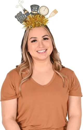 Miniatura 2 de Beistle Diademas de Feliz Año Nuevo - Brillantes, Star Boppers y sombreros de tela brillante: Año Nuevo