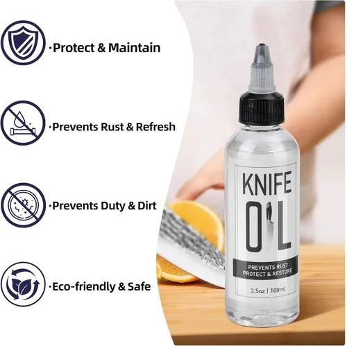 Miniatura 2 de Aceite de hoja de cuchillo y aceite de afilado – Aceite de mantenimiento de cuchillos evita el óxido – Cuchillos eliminadores de óxido que protege