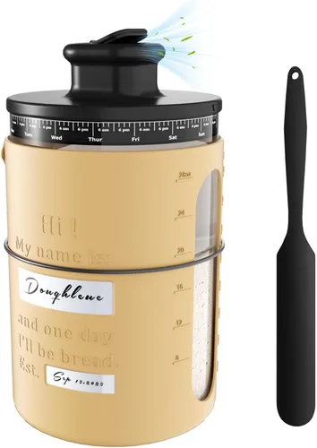 Tarro de cristal de masa madre de 34 onzas con tapa ventilada - Nombre y fecha personalizados - Contenedor de fermentación de 34 oz para pan y masa