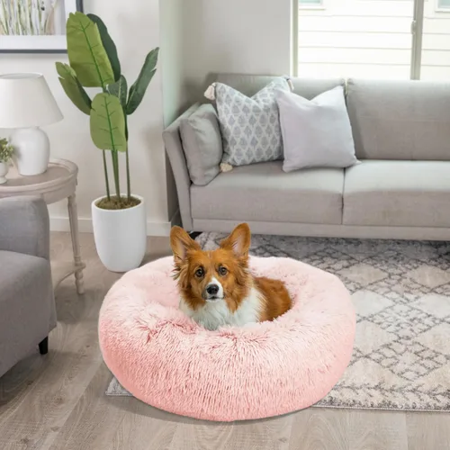 Miniatura 7 de Best Friends by Sheri - The Original Calming Donut - Cama calmante en forma de dona para perros y gatos - Pelo largo, rosa caramelo, M, 30 x 30