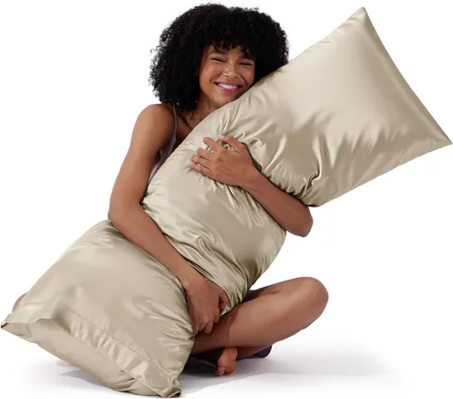Miniatura 59 de Bedsure Paquete de 2 fundas de almohada de satén similares a las fundas de almohada de seda tamaño estándar, funda de almohada para mujeres que 01