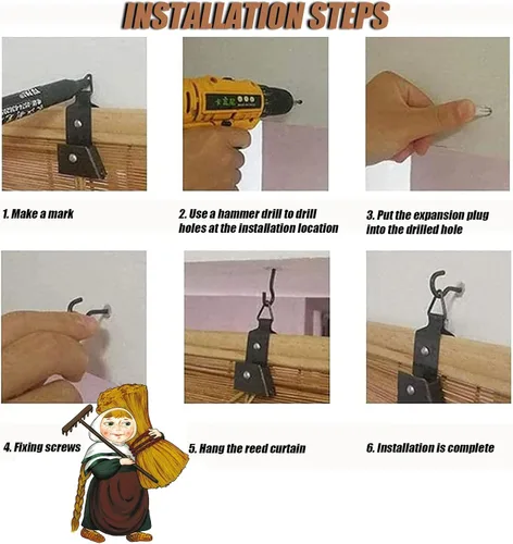 Miniatura 7 de Persianas enrollables de bambú estilo retro para privacidad en exteriores e interiores - Persianas de caña con mecanismo de elevación 5872in(AN x