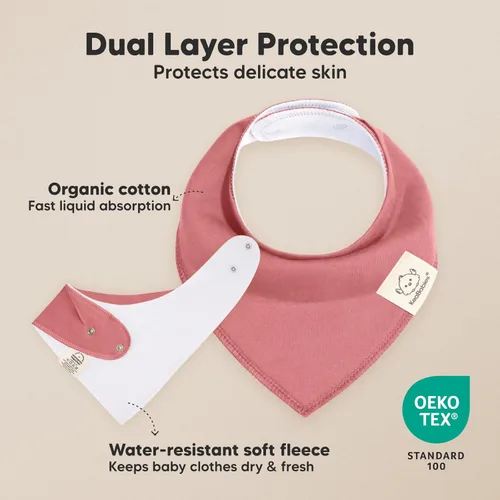 Miniatura 2 de KeaBabies 8 unidades de baberos tipo bandana orgánicos para niñas - Baberos tipo triángulo súper absorbentes para bebés que babean y están en Pastel