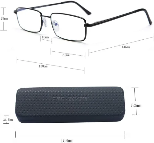 Miniatura 5 de Gafas de lectura con bloqueo de luz azul, paquete de 2 unidades, rectangulares, de metal, anti rayos azules y lectores UV, para hombres y mujeres