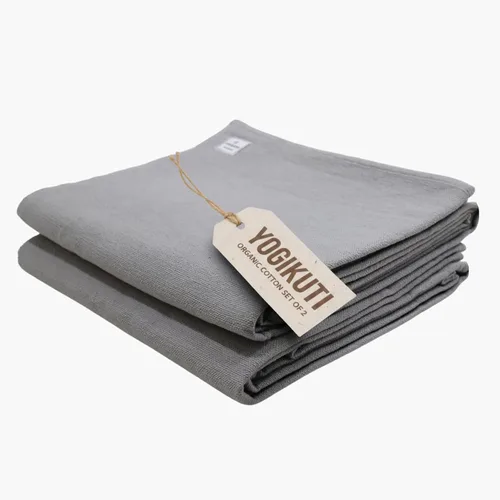 Yogikuti Iyengar - Juego de dos mantas de yoga de algodón, gruesas mantas de yoga tejidas a mano para yoga restaurativo, meditación y pranayama,