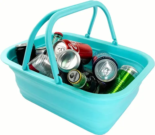 Miniatura 5 de SAMMART Tina plegable con asa de 9.2 litros (2.37 galones) - Cesta de picnic portátil al aire libre - Lavabo plegable para lavar platos, campamento