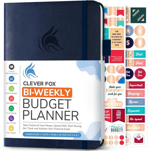 Miniatura 8 de Clever Fox Planificador de presupuesto bi semanal - Libro organizador financiero sin fecha - Rastreador de gastos, cuaderno de presupuestos y Negro