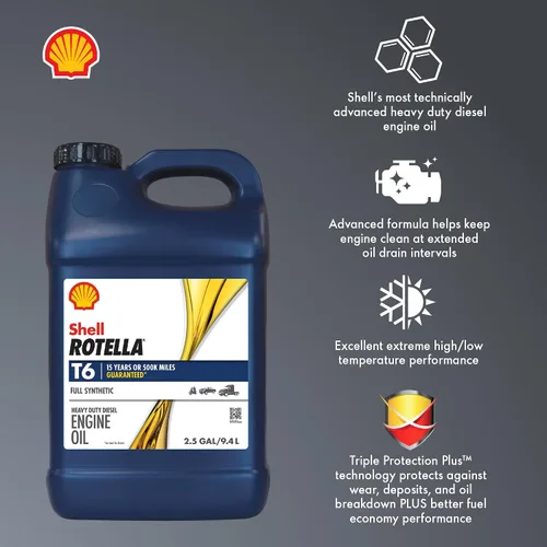 Miniatura 4 de Shell Rotella T6 - Aceite de motor totalmente sintético 5W-40, 2.5 galones (paquete de 2)