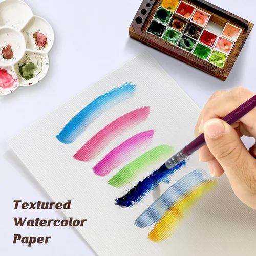 Miniatura 4 de XWT 60 hojas de papel de acuarela a granel, 5.5 x 8.5 pulgadas, 140 libras/300 gsm, prensado en frío, sin ácido, blanco natural, texturizado