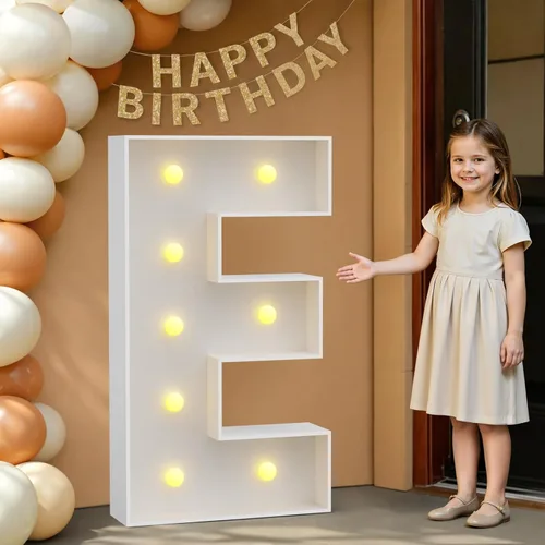 Miniatura 39 de IMPRSV Letras de mosaico iluminadas de marquesina, 4 pies para globos y fiestas, decoración de kit de arco