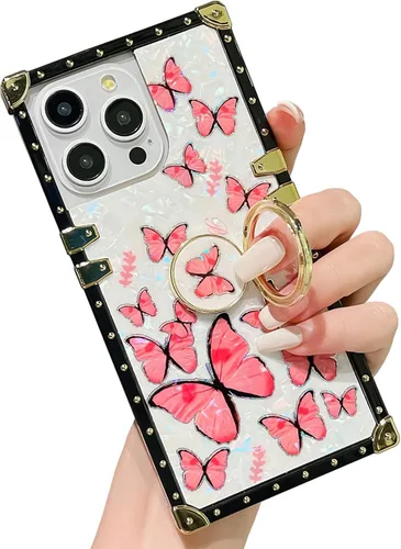 Miniatura 61 de Bonita funda compatible con Samsung Galaxy S22 Ultra, soporte plegable de lujo con diseño de mariposa brillante para mujeres y niñas, funda Blanco