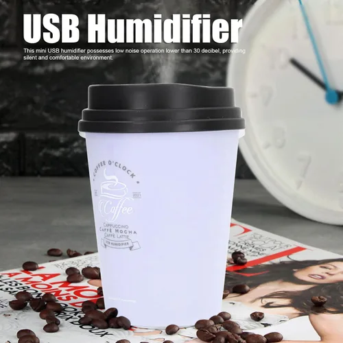 Miniatura 2 de Humidificadores para dormitorio, humidificadores de niebla fría de 10.1 fl oz, mini humidificador portátil, mini humidificador USB de taza de café
