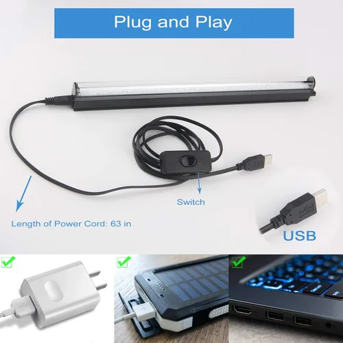 Miniatura 6 de Barra de luz LED negra, 10 W, 1 pie, USB, portátil, T5, tubo de luz negra UV que brilla en la oscuridad para pintura corporal, decoración