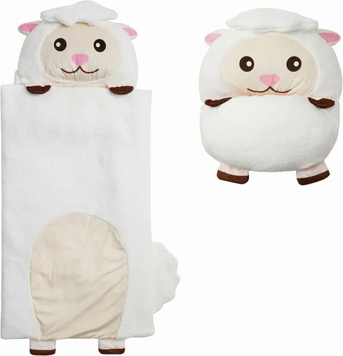 Tapete para siesta preescolar con personaje de Nap Buddies para niños, saco de dormir con almohada para guardería, a partir de 3 años Cordero