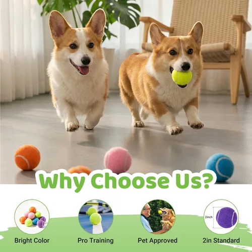 Miniatura 5 de ZIYIZE Mini pelotas de tenis, paquete de 20 pelotas de tenis para perros de 2 pulgadas, pelota de juego para mascotas fácil de atrapar para lanzador