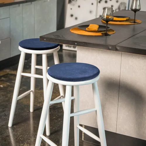 Miniatura 6 de Cojín redondo para silla de 13 pulgadas, cojín de asiento de espuma viscoelástica desmontable, cojín de taburete circular, almohadilla Azul marino